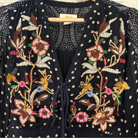 Anthropologie Maeve navy boho dress size 4 - Picture 5 of 9